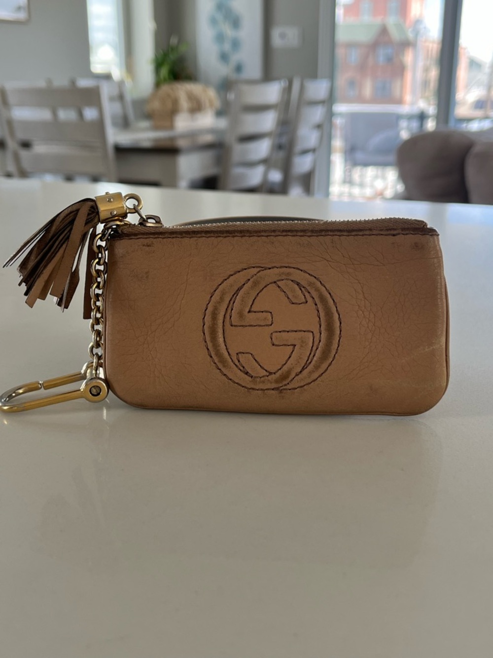 Gucci Soho Soho Leather Tassel Key Zip Pouch / Coin Purse – Rose Beige Camellia - Picture 3 of 14